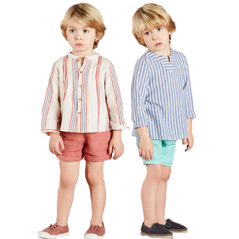 Custom woven cotton child clothes fashion kids clothing set toddler boy clothing