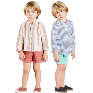 Тканая хлопковая детская одежда на заказ, Модный комплект детской одежды, одежда для маленьких мальчиков
