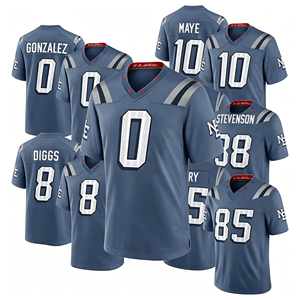 New England Patriots # 10 Camisetas de Fútbol Americano Cosidas de Drake Maye para Adulto, Unisex, Manga Corta, Cuello de Béisbol, Estampado por Transferencia Térmica - Product Image 1