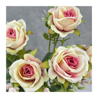 Vente en gros d'usine d'oeillet simulé à 5 têtes Rose artificielle élégante de luxe pour décoration d'intérieur