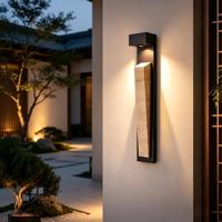 Lampe murale extérieure étanche à LED blanc chaud en acier inoxydable, longue bande, pour cour, villa, portail, allée longue, style pierre de grotte jaune