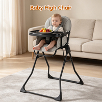 Chaise haute pliable et portable pour bébé avec plateau amovible et harnais de sécurité