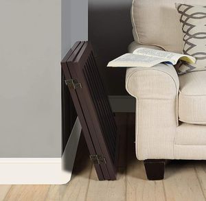 Barrière extensible pour chien en bois rétractable pour animaux <span class=keywords><strong>de</strong></span> compagnie pour une utilisation en intérieur Clôture pliable pour chat avec marche d'escalier - Product Image 3