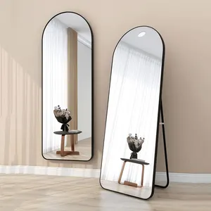 Full Body Wall Hanging Mirror Floor Large Dressing Arch Mirror Gold Full Length Aluminium Alloy Framed Free Standing Mirror