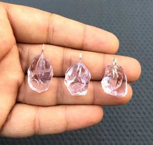 Colgante de plata de ley 92,5 de amatista Rosa Natural, Gema rugosa sin tratar, abalorio para joyería DIY, fabricación india - Product Image 3