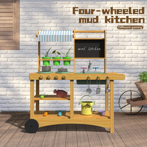 2024 New Design Cooking Pretend Play <strong>Outdoor</strong> Wooden <strong>Mud</strong> <strong>Kitchen</strong> Play Set for Kids - Product Image 2