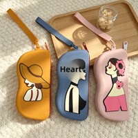 Pochette de rangement portable pour lunettes de soleil, en gel de silicone incassable, avec boucle de suspension, pour femmes, Groupe B