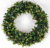Populaire Fabriek Directe Verkoop Kunstmatige Groene Krans Mini Buxus Slinger Nieuw Jaar Ophangen Rood Fruit Slinger Voor Huisdecoratie