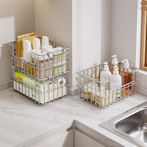 304 Stainless Steel <b>Storage</b> Basket <b>Metal</b> Food Holder for Home Dormitory or Desktop Organizing - Product Image 2