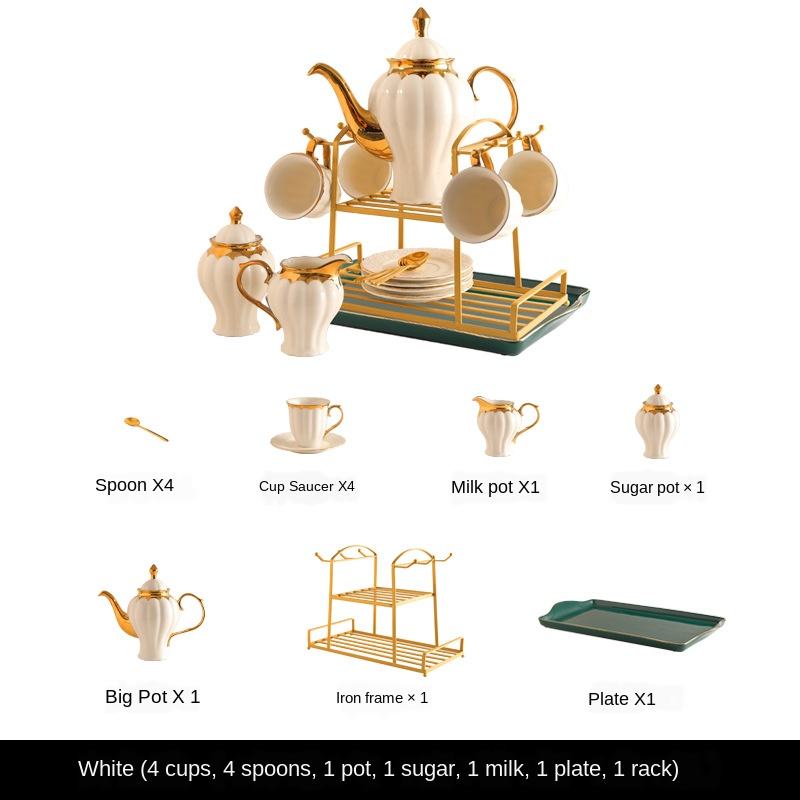 White 6 Cups Coffee Set