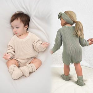Winterwarme mode 100% biologisch katoen baby- en peuterkleding handgemaakt gehaakt babytruitjes rompertjes kleding - Product Image 2