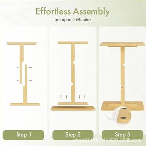 Mesa auxiliar de madera sencilla para sofá, altura ajustable, ideal para uso doméstico, como mesa de noche, mesa para portátil, para sala de estar y mesa de café móvil. - Product Image 4