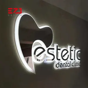 EZD Comercial Outdoor Publicidade Sinal Frente Iluminado Led Canal Letra Guarnição Facelit LED Acrílico Clínica Dental Led Carta