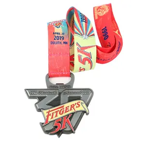 37 Years Manufacturer Medal Customization China Functional Custom Design Sport Ribbon 5K Medals with Bottle Opener