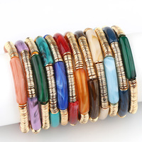 Bestie européenne américaine bijoux en gros perlé acrylique coude or géométrique numéro motif avec perle religieux à la mode