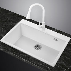 Évier de cuisine <span class=keywords><strong>en</strong></span> fibre de verre composite noir de haute dureté à cuve unique sous plan, vente <span class=keywords><strong>en</strong></span> gros - Product Image 2