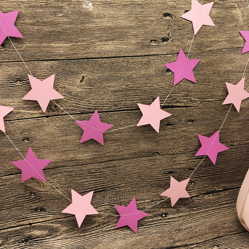 banderole étoile rose colorée [petite taille]