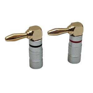 Prise banane plaquée or en cuivre à 90 degrés, coudé 4 mm sans soudure, connecteur de câble audio pour haut-parleur en forme de L, rouge et noir - Product Image 4