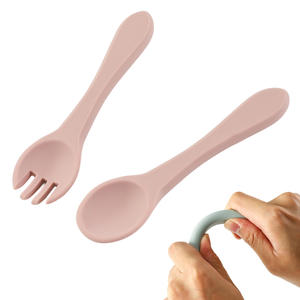 Ensemble cuillère et fourchette en silicone écologique sans BPA pour bébé, ustensiles d'apprentissage de la première alimentation pour tout-petits - Product Image 5