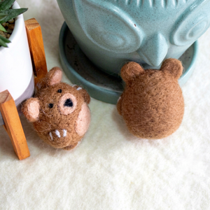 Needled <b>Wool</b> Felt <b>Brown</b> Grizzly Bear Hand Felted Tiny Educational Child Toy Fair Trade & Ethically Made - Product Image 2