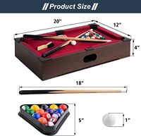 Table de billard miniature GRGM de 20 pouces, en MDF, portable, avec accessoires complets