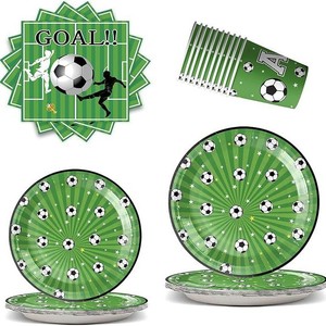 Black White <strong>Football</strong> Theme Party Supplies Disposable Tableware Set Paper Plate Bunting Banner Fans Birthday Party - Product Image 1