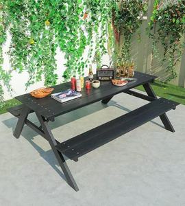 Ensemble <span class=keywords><strong>table</strong></span> à manger et <span class=keywords><strong>banc</strong></span> de patio extérieur en bois composite en plastique WPC de qualité supérieure, meubles de pique-nique de jardin à usage commercial - Product Image 5