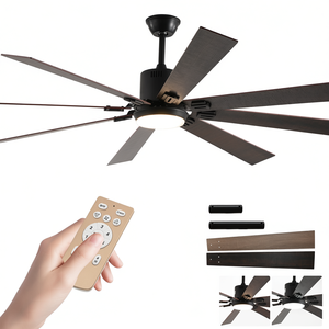 Ventilador de Techo LED de 72 Pulgadas en Madera de Nogal, 8 Aspas de Madera, Control Remoto, Motor DC, Temperatura de Color Ajustable, 6 Velocidades Reversibles - Product Image 1