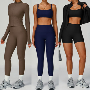 Womens Seamless Yoga Set for Autumn Leggins Yoga Para Mujer Slim Fit Zip-Up Yoga Jacket Running Gym Clothes <strong>Unitard</strong> - Product Image 2