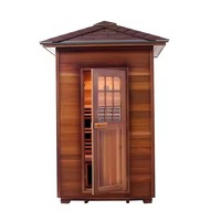 Obral besar 2 orang Cedar merah berkemah luar ruangan Sauna Spa kayu Solid Taman uap kering rumah untuk penggunaan pribadi