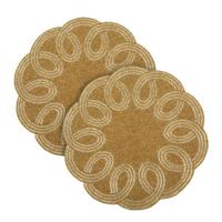 Napperon Offre Spéciale fabriqué en polyester avec perles scintillantes dorées pour les fêtes d'intérieur, tapis décoratif de table centrale pour les hôtels à la maison