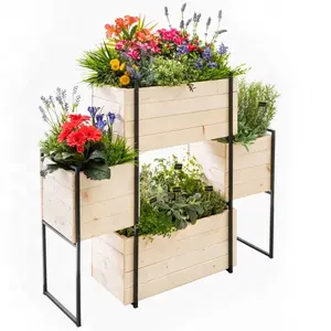 Jaalex-Offre Spéciale lit de jardin extérieur et intérieur à 3 niveaux surélevé boîte de jardinière en bois lit de fleurs pour la décoration de la maison