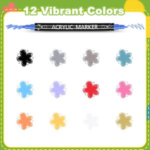 OEM Dual Tip Acrylic Markers Pen Set Custom 120 Colors Non-bleeding <b>Waterproof</b> Permanent Acrylic Paint Markers Supplier - Product Image 2