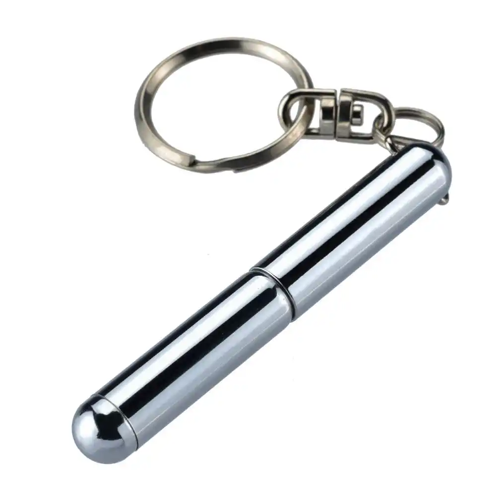 뜨거운 야외 두꺼운 미니 개폐식 펜 스테인레스 스틸 휴대용 노트 키 체인 금속 볼펜을 끼워넣는 열쇠 고리