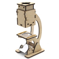 Microscope en bois pour expériences n°2 E200 pour les élèves du primaire et du secondaire, kit de bricolage fait main, petit jouet éducatif scientifique