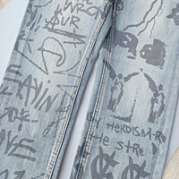 Wholesale Streetwear High Quality Men Casual Boy Designer Logo Plus Size Printed Custom Denim Men's Jeans for Women Mens