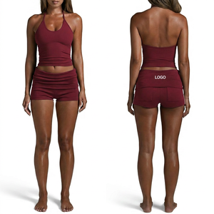 Nouvel ensemble de yoga 2 pièces pour femme, haut dos nu et short, respirant, séchage rapide, extensible dans les quatre sens, en <span class=keywords><strong>Spandex</strong></span>/Nylon, idéal pour le fitness - Product Image 6