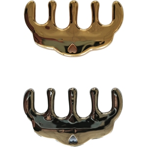 Peigne de massage du cuir chevelu en alliage de zinc doré de haute qualité, peigne à dents larges - Product Image 4