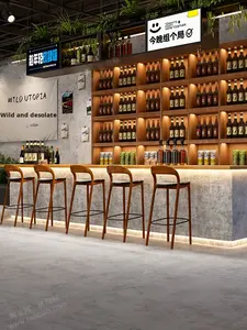 Mostrador de Recepción Comercial de Estilo Industrial <span class=keywords><strong>Vintage</strong></span>, MDF, Forma de L, Multifuncional, Esquinero, para Bar, Caja, Restaurante de Barbacoa - Product Image 4