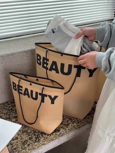 Bolsas de tela no tejida de varios tamaños, reutilizables, con estampado de letras, impermeables, para compras, para mujer, para uso en exteriores - Product Image 3