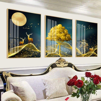 Peinture personnalisée pour salon, décoration moderne de la maison, peinture abstraite d'animaux et de paysages, peinture sur porcelaine de cristal, art mural, décoration de la maison, luxe