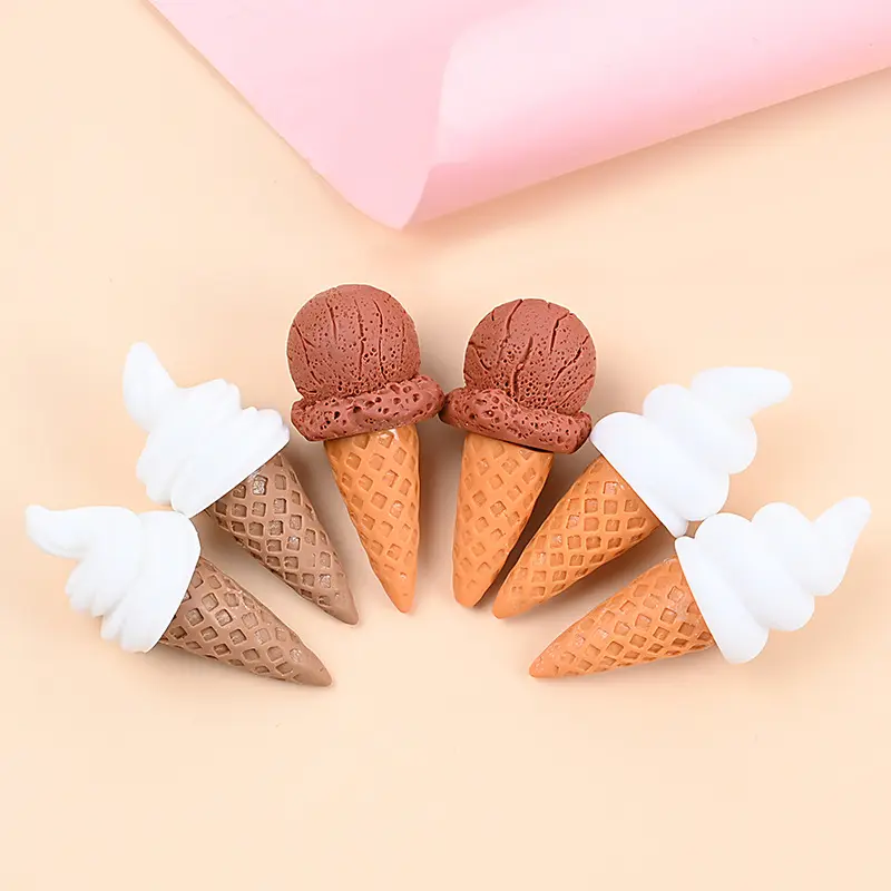 Simulation 3D ice cream cone for fridge magnet key chain pendants