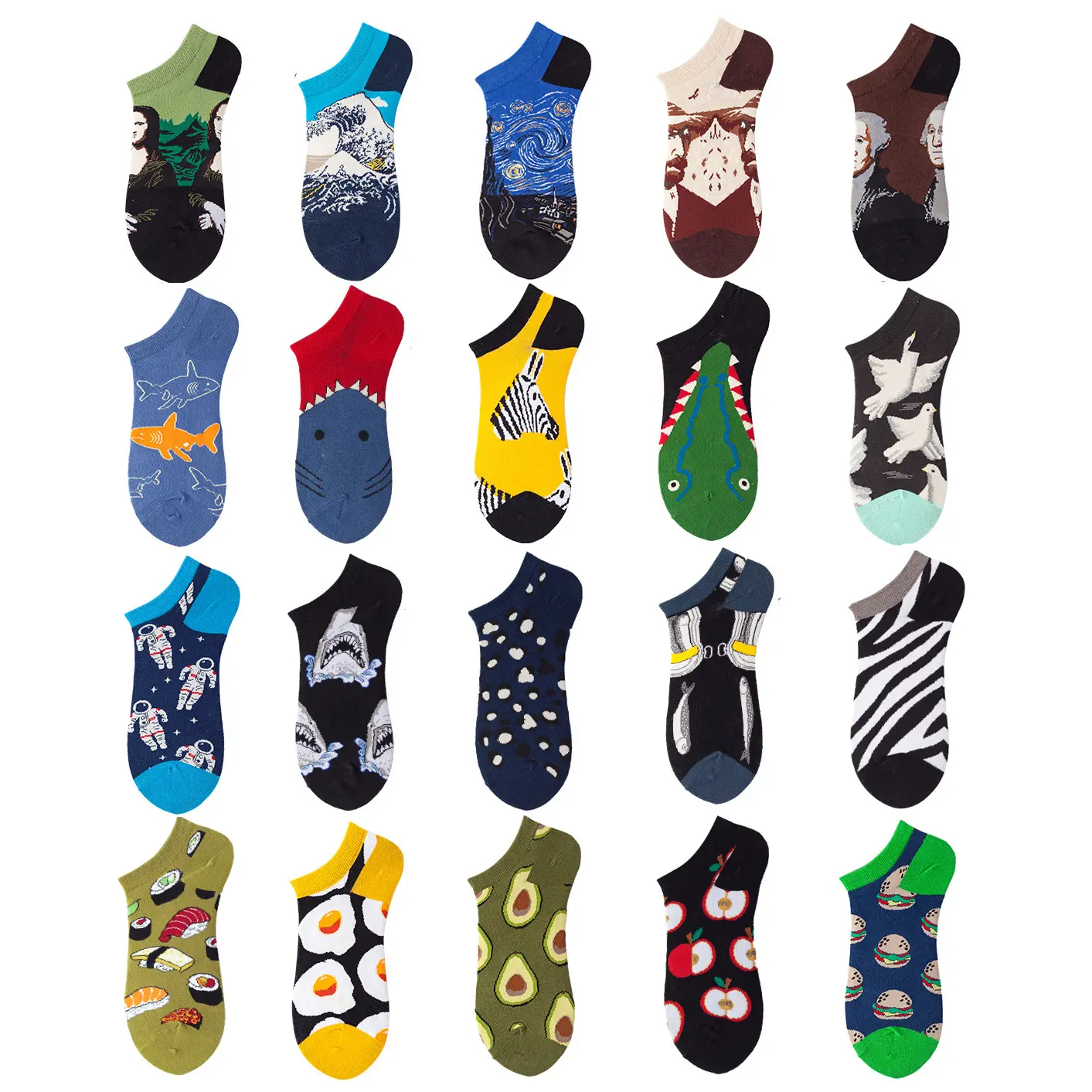 HF coton hommes et femmes INS fashion chaussettes courtes respirantes de cheville de bateau