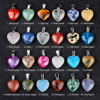 Pendentif Cœur en Cristal Naturel 16mm, Breloques en Agate en Forme de Cœur, Pierre de Guérison pour la Fabrication de Colliers et Bijoux DIY