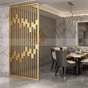 EX065 Gold Plated Stainless Steel Laser Cut Modern MultiFunctional Durable Art Theme Irregular Structure Room Divider - Product Image 1