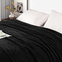 Couverture en polaire corail noire taille Queen, douce, pour lit, jeté, toutes saisons, usage domestique
