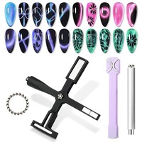Aimant pour ongles effet œil de chat, 4 pièces, aimant pour vernis à ongles effet œil de chat, bâtonnet magnétique multifonction à double tête