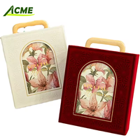 Vente en gros de luxe pour mariage, bonbon, velours rouge, boîte vide de Noël, boîte d'emballage, boîte cadeau portable avec poignée