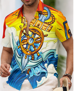 T-shirt décontracté pour <span class=keywords><strong>homme</strong></span>, style bohème, manches courtes, coupe classique, écologique, anti-rétrécissement, teinture unie, motif abstrait coloré, tissu opaque - Product Image 2