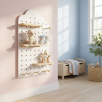 Organisateur mural en bois perforé, panneau de présentation en bois avec étagères flottantes, rangement domestique, buffet décoratif